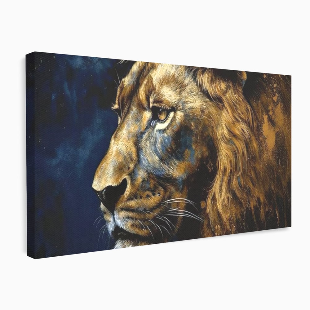 Leinwand Wandkunst Canvas Premium, LuxCanva® M1368, Thron der Nacht, Nacht, Kosmisch, Mysterium, Abgrund, Universum, Astral, Löwe, König, Meditation, Traum, Büro, Wohnen, Kinderzimmer
