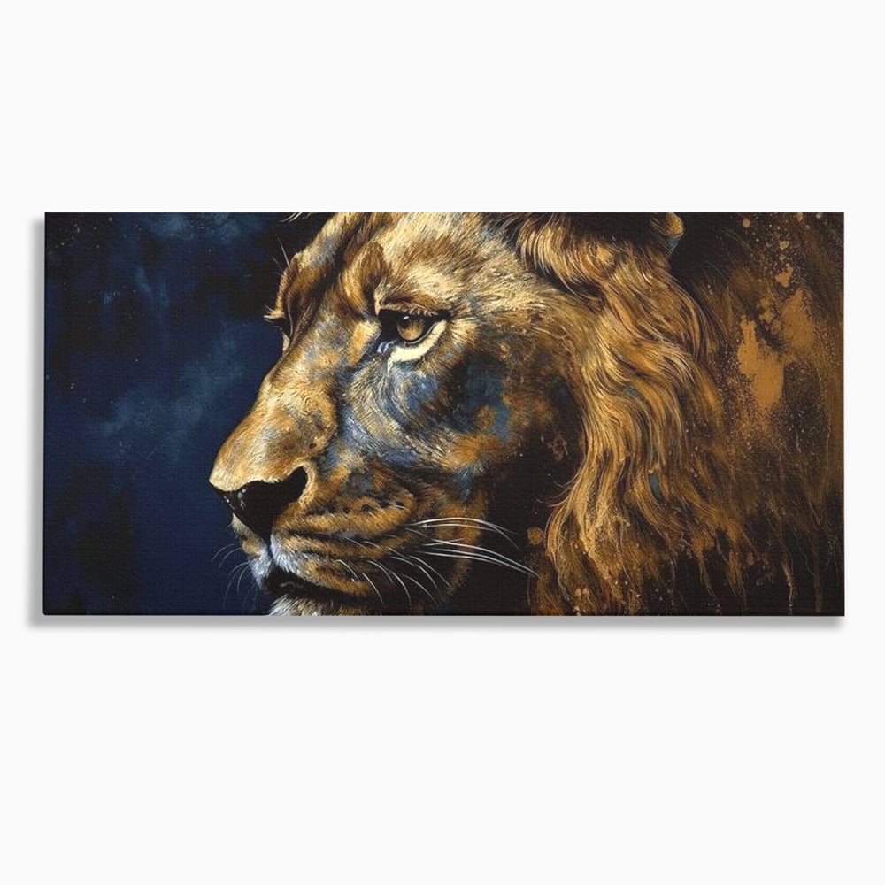 Leinwand Wandkunst Canvas Premium, LuxCanva® M1368, Thron der Nacht, Nacht, Kosmisch, Mysterium, Abgrund, Universum, Astral, Löwe, König, Meditation, Traum, Büro, Wohnen, Kinderzimmer