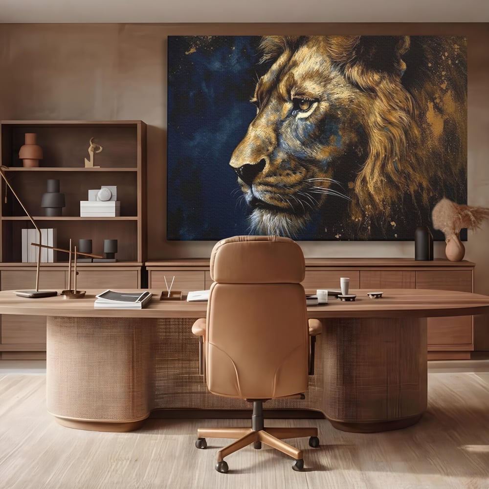 Leinwand Wandkunst Canvas Premium, LuxCanva® M1368, Thron der Nacht, Nacht, Kosmisch, Mysterium, Abgrund, Universum, Astral, Löwe, König, Meditation, Traum, Büro, Wohnen, Kinderzimmer