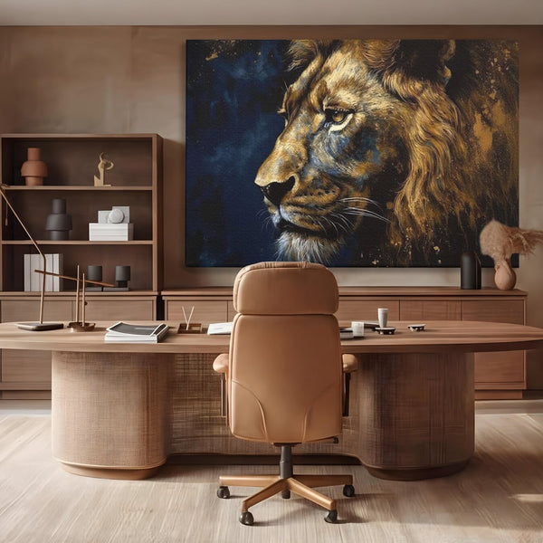 Leinwand Wandkunst Canvas Premium, LuxCanva® M1368, Thron der Nacht, Nacht, Kosmisch, Mysterium, Abgrund, Universum, Astral, Löwe, König, Meditation, Traum, Büro, Wohnen, Kinderzimmer