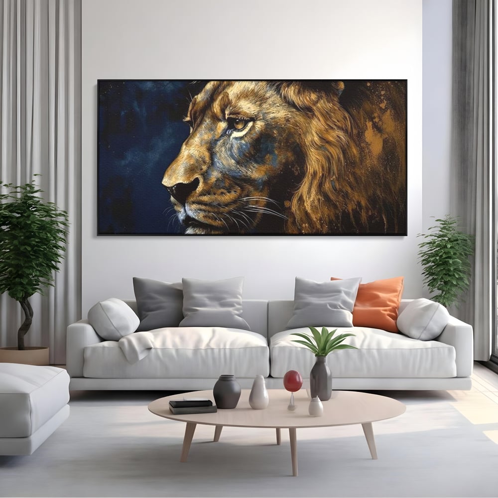 Leinwand Wandkunst Canvas Premium, LuxCanva® M1368, Thron der Nacht, Nacht, Kosmisch, Mysterium, Abgrund, Universum, Astral, Löwe, König, Meditation, Traum, Büro, Wohnen, Kinderzimmer