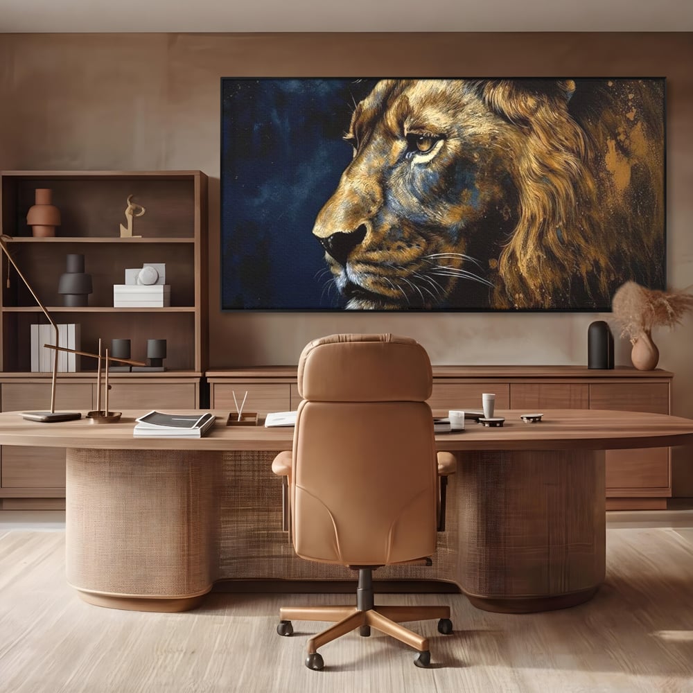 Leinwand Wandkunst Canvas Premium, LuxCanva® M1368, Thron der Nacht, Nacht, Kosmisch, Mysterium, Abgrund, Universum, Astral, Löwe, König, Meditation, Traum, Büro, Wohnen, Kinderzimmer