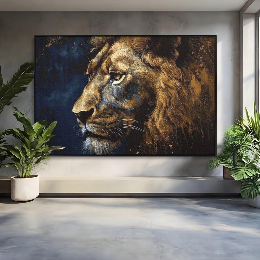 Leinwand Wandkunst Canvas Premium, LuxCanva® M1368, Thron der Nacht, Nacht, Kosmisch, Mysterium, Abgrund, Universum, Astral, Löwe, König, Meditation, Traum, Büro, Wohnen, Kinderzimmer