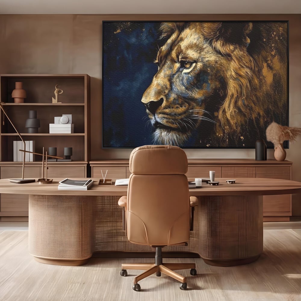 Leinwand Wandkunst Canvas Premium, LuxCanva® M1368, Thron der Nacht, Nacht, Kosmisch, Mysterium, Abgrund, Universum, Astral, Löwe, König, Meditation, Traum, Büro, Wohnen, Kinderzimmer