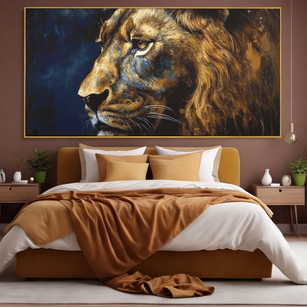 Leinwand Wandkunst Canvas Premium, LuxCanva® M1368, Thron der Nacht, Nacht, Kosmisch, Mysterium, Abgrund, Universum, Astral, Löwe, König, Meditation, Traum, Büro, Wohnen, Kinderzimmer