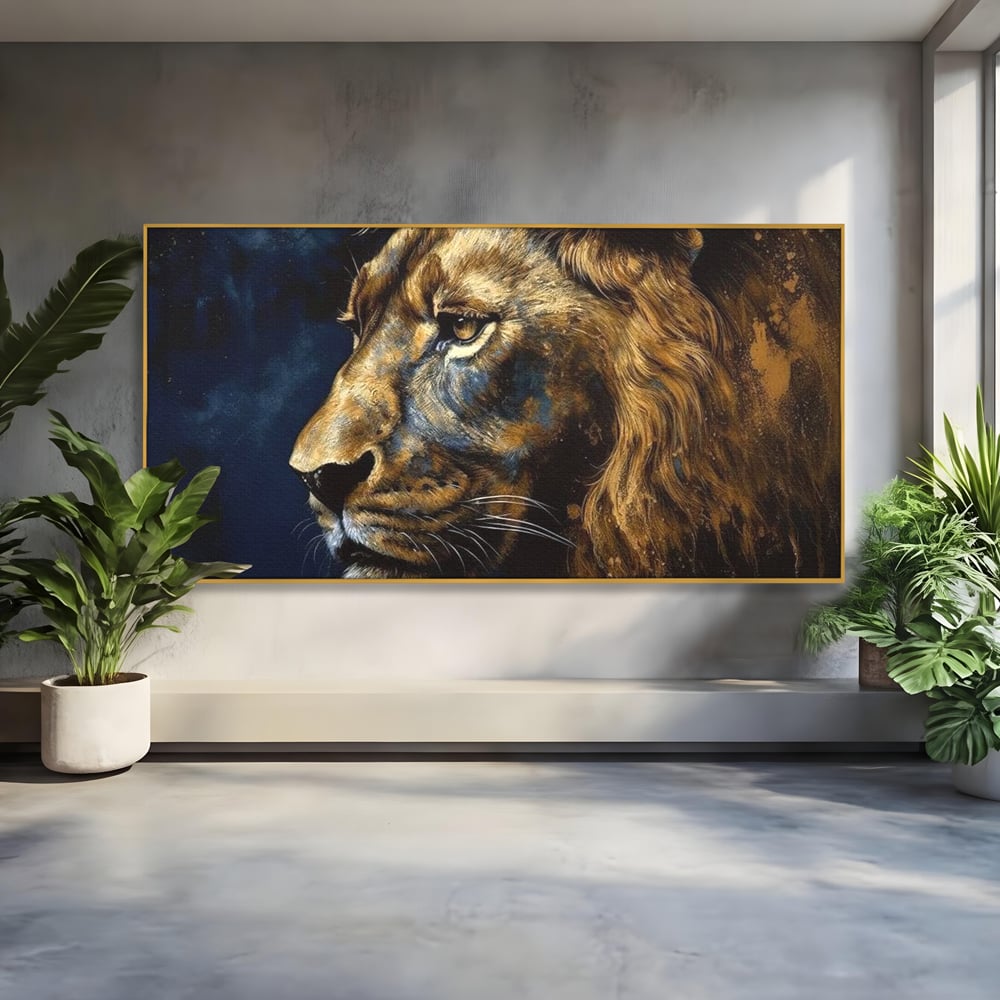 Leinwand Wandkunst Canvas Premium, LuxCanva® M1368, Thron der Nacht, Nacht, Kosmisch, Mysterium, Abgrund, Universum, Astral, Löwe, König, Meditation, Traum, Büro, Wohnen, Kinderzimmer