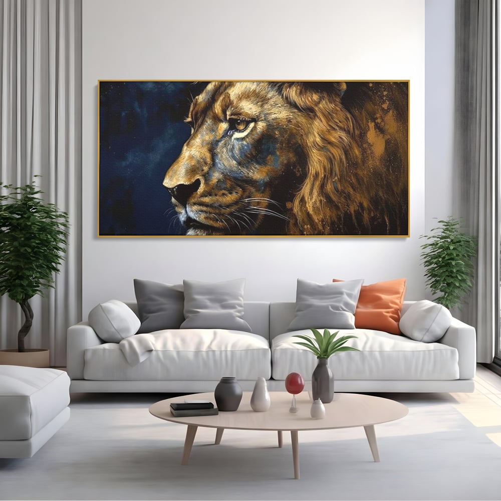 Leinwand Wandkunst Canvas Premium, LuxCanva® M1368, Thron der Nacht, Nacht, Kosmisch, Mysterium, Abgrund, Universum, Astral, Löwe, König, Meditation, Traum, Büro, Wohnen, Kinderzimmer