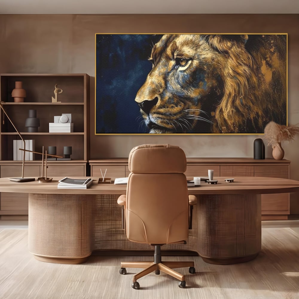 Leinwand Wandkunst Canvas Premium, LuxCanva® M1368, Thron der Nacht, Nacht, Kosmisch, Mysterium, Abgrund, Universum, Astral, Löwe, König, Meditation, Traum, Büro, Wohnen, Kinderzimmer