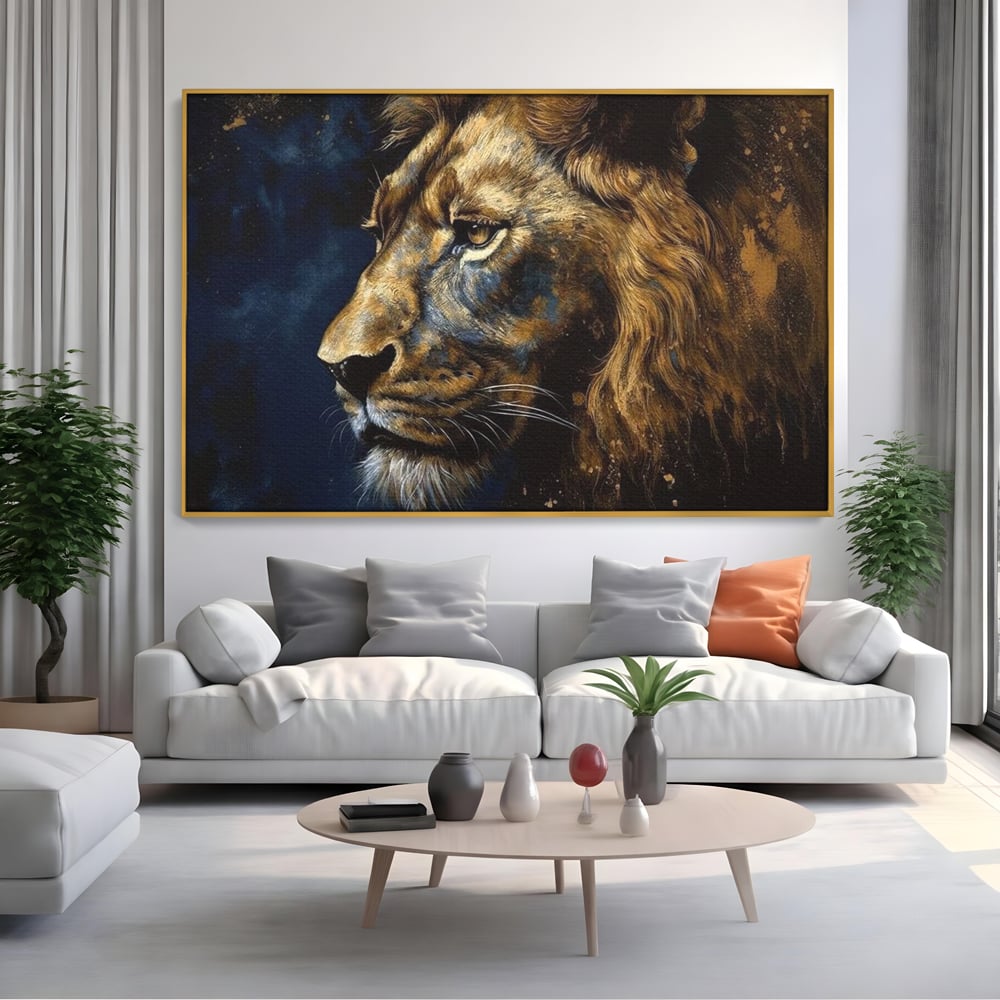 Leinwand Wandkunst Canvas Premium, LuxCanva® M1368, Thron der Nacht, Nacht, Kosmisch, Mysterium, Abgrund, Universum, Astral, Löwe, König, Meditation, Traum, Büro, Wohnen, Kinderzimmer