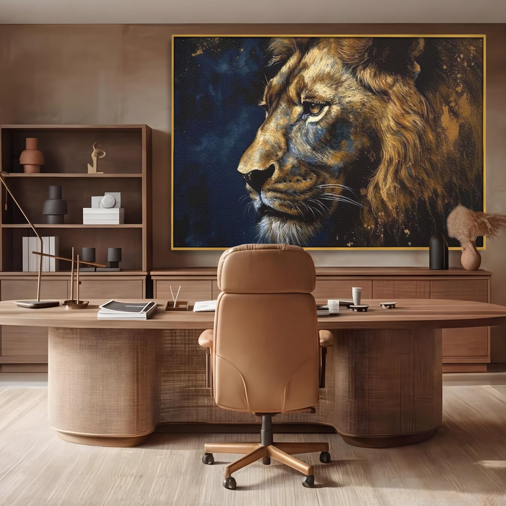 Leinwand Wandkunst Canvas Premium, LuxCanva® M1368, Thron der Nacht, Nacht, Kosmisch, Mysterium, Abgrund, Universum, Astral, Löwe, König, Meditation, Traum, Büro, Wohnen, Kinderzimmer