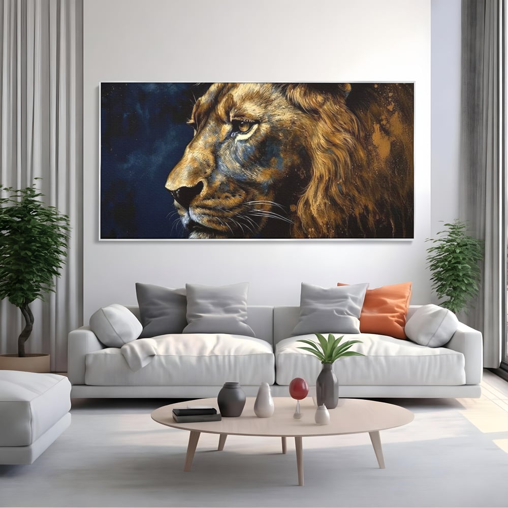 Leinwand Wandkunst Canvas Premium, LuxCanva® M1368, Thron der Nacht, Nacht, Kosmisch, Mysterium, Abgrund, Universum, Astral, Löwe, König, Meditation, Traum, Büro, Wohnen, Kinderzimmer