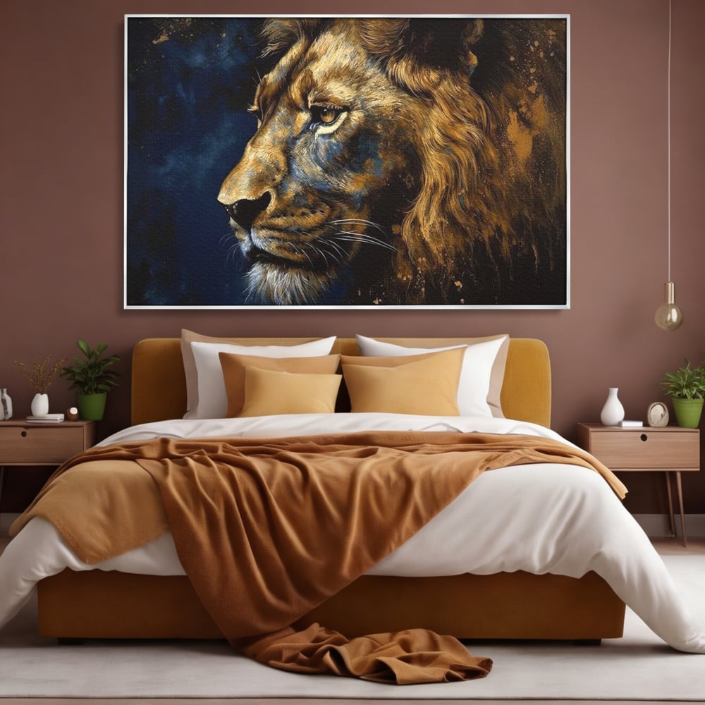Leinwand Wandkunst Canvas Premium, LuxCanva® M1368, Thron der Nacht, Nacht, Kosmisch, Mysterium, Abgrund, Universum, Astral, Löwe, König, Meditation, Traum, Büro, Wohnen, Kinderzimmer