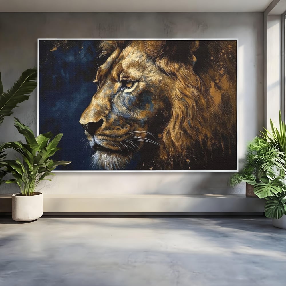 Leinwand Wandkunst Canvas Premium, LuxCanva® M1368, Thron der Nacht, Nacht, Kosmisch, Mysterium, Abgrund, Universum, Astral, Löwe, König, Meditation, Traum, Büro, Wohnen, Kinderzimmer