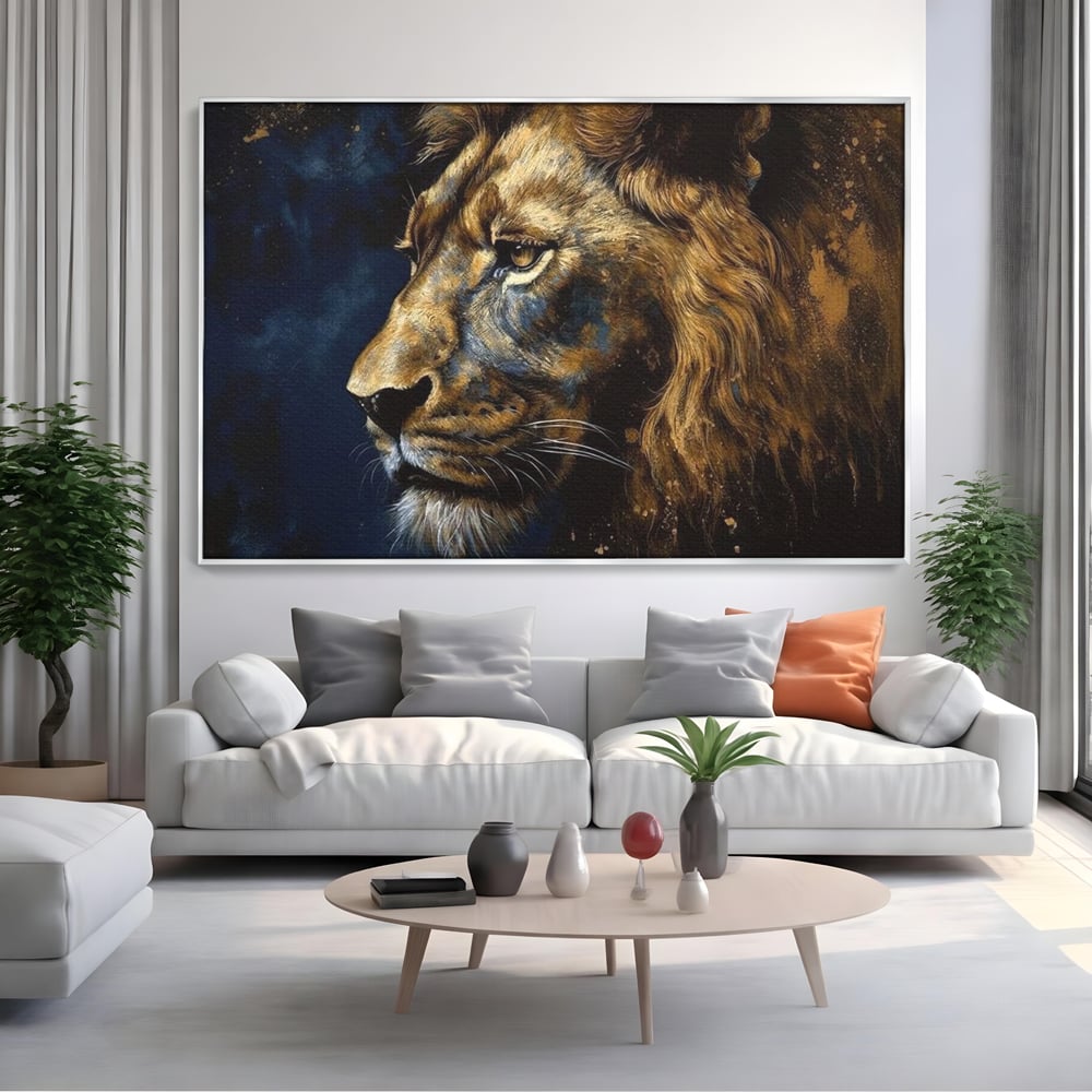 Leinwand Wandkunst Canvas Premium, LuxCanva® M1368, Thron der Nacht, Nacht, Kosmisch, Mysterium, Abgrund, Universum, Astral, Löwe, König, Meditation, Traum, Büro, Wohnen, Kinderzimmer