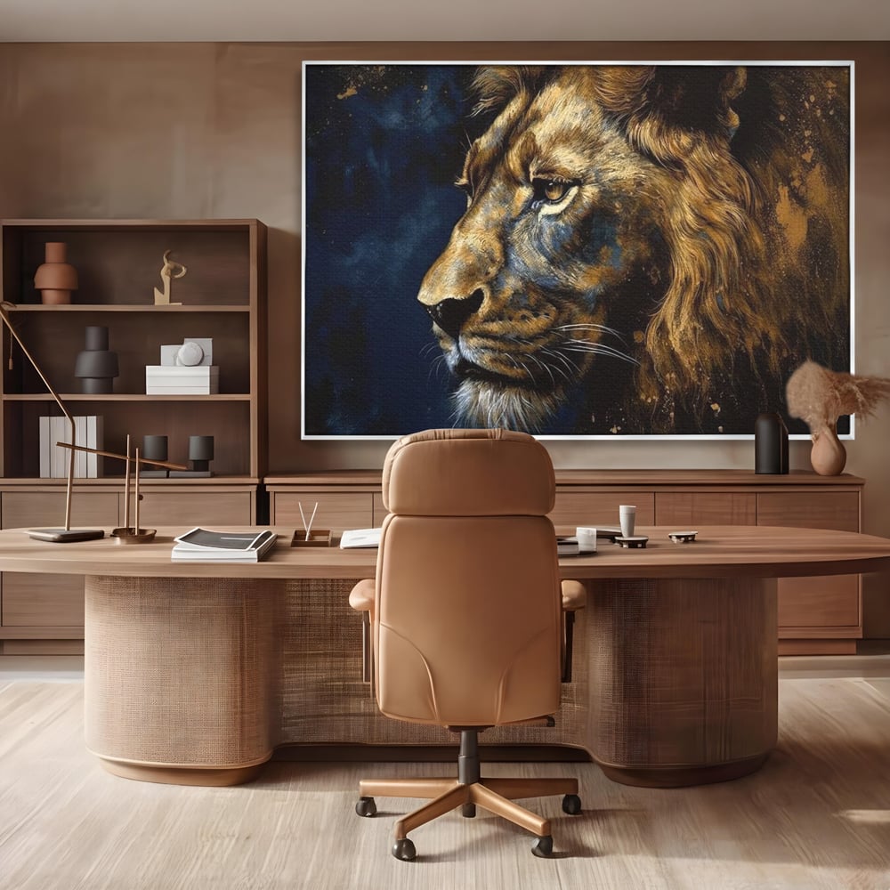 Leinwand Wandkunst Canvas Premium, LuxCanva® M1368, Thron der Nacht, Nacht, Kosmisch, Mysterium, Abgrund, Universum, Astral, Löwe, König, Meditation, Traum, Büro, Wohnen, Kinderzimmer