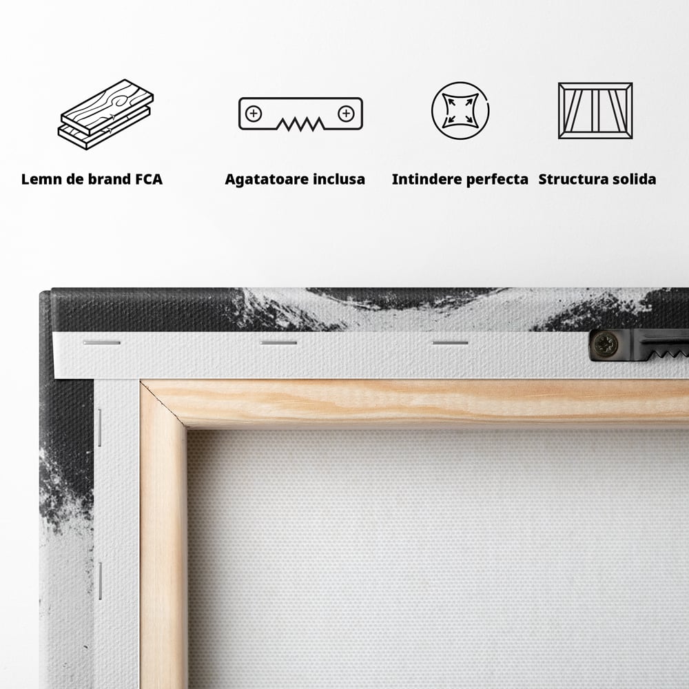 Leinwand Wandkunst Canvas Premium, LuxCanva® M1370, Himmelfahrt in Schwarz und Weiß, Astral, Orbit, Löwe, Portal, Kosmos, Kreis, Universum, Unendlichkeit, Abstrakte Kunst, Büro, Wohnen, Kinderzimmer