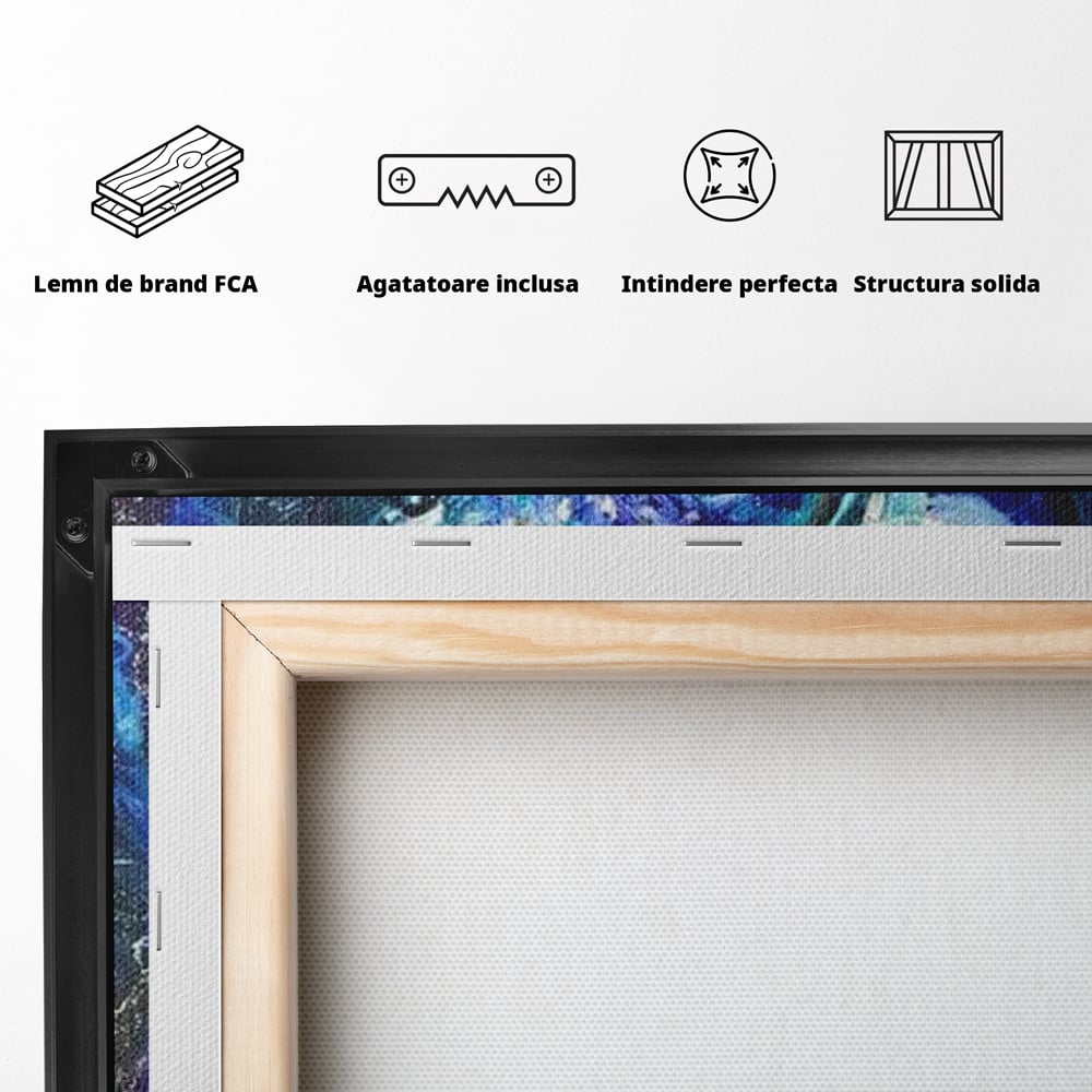 Leinwand Wandkunst Canvas Premium, LuxCanva® M1372, Kosmisches Leuchten, Universum, Sterne, Blau, Löwe, Tier, Kraft, Licht, Aurora, Mysterium, Energie, Abstrakte Kunst, Büro, Wohnen, Kinderzimmer