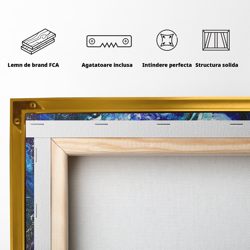 Leinwand Wandkunst Canvas Premium, LuxCanva® M1372, Kosmisches Leuchten, Universum, Sterne, Blau, Löwe, Tier, Kraft, Licht, Aurora, Mysterium, Energie, Abstrakte Kunst, Büro, Wohnen, Kinderzimmer
