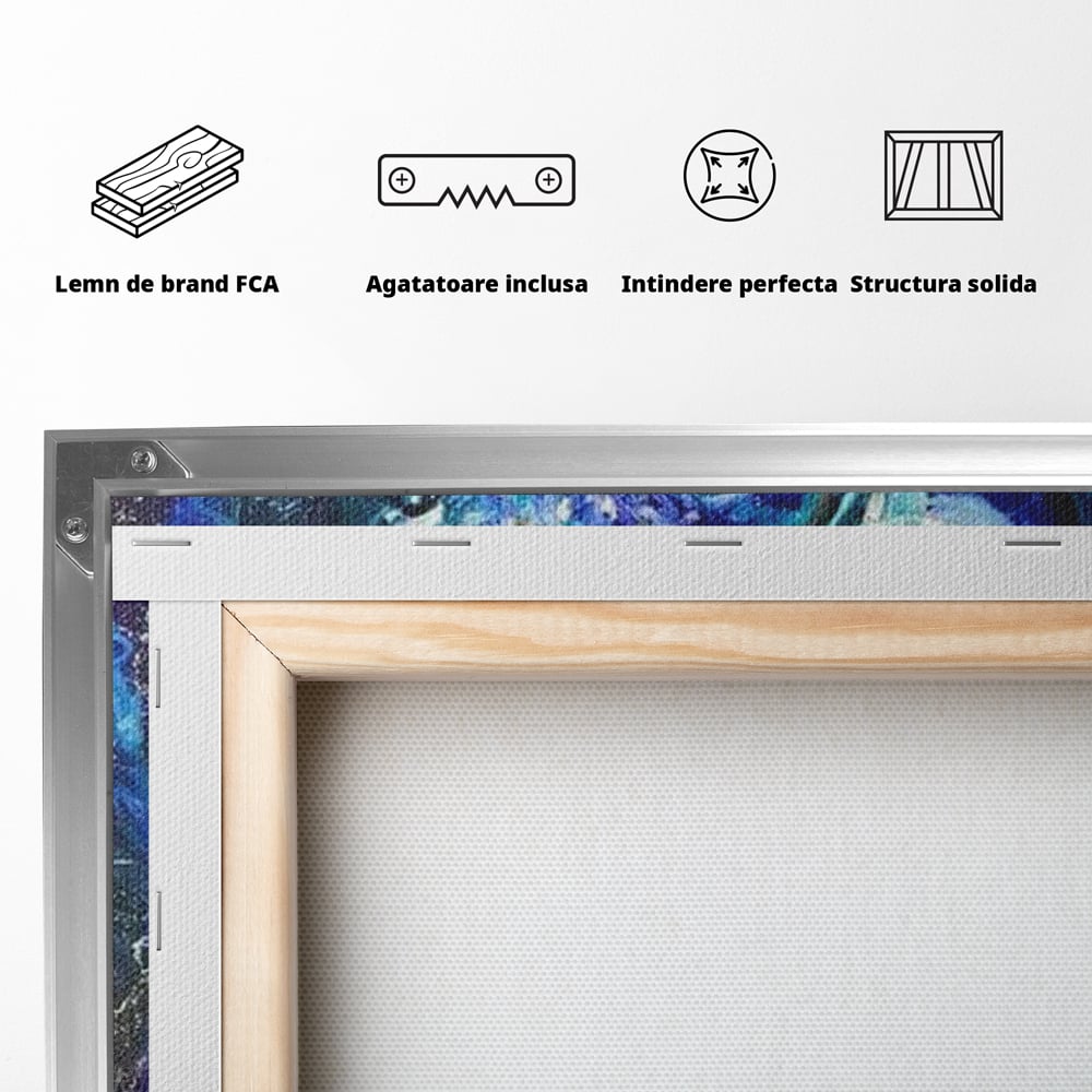 Leinwand Wandkunst Canvas Premium, LuxCanva® M1372, Kosmisches Leuchten, Universum, Sterne, Blau, Löwe, Tier, Kraft, Licht, Aurora, Mysterium, Energie, Abstrakte Kunst, Büro, Wohnen, Kinderzimmer