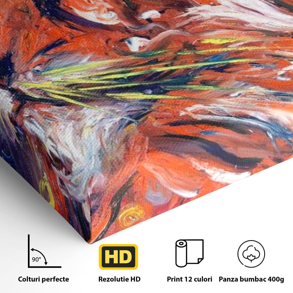Leinwand Premium Canvas Wandkunst, LuxCanva® M1373, Glory On Fire, Löwe, Tier, Feuer, Flammen, Gemälde, Impressionismus, Abstrakt, Farbenfroh, Vision, Portrait, Büro, Wohnen, Kinderzimmer