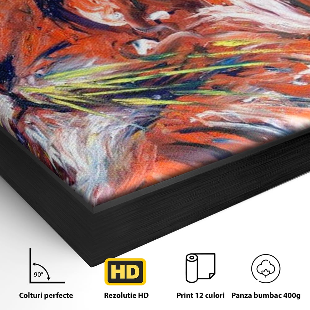 Leinwand Premium Canvas Wandkunst, LuxCanva® M1373, Glory On Fire, Löwe, Tier, Feuer, Flammen, Gemälde, Impressionismus, Abstrakt, Farbenfroh, Vision, Portrait, Büro, Wohnen, Kinderzimmer