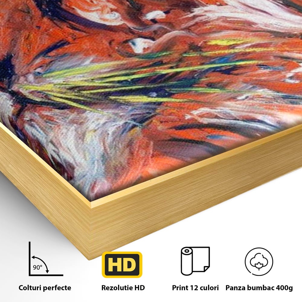 Leinwand Premium Canvas Wandkunst, LuxCanva® M1373, Glory On Fire, Löwe, Tier, Feuer, Flammen, Gemälde, Impressionismus, Abstrakt, Farbenfroh, Vision, Portrait, Büro, Wohnen, Kinderzimmer