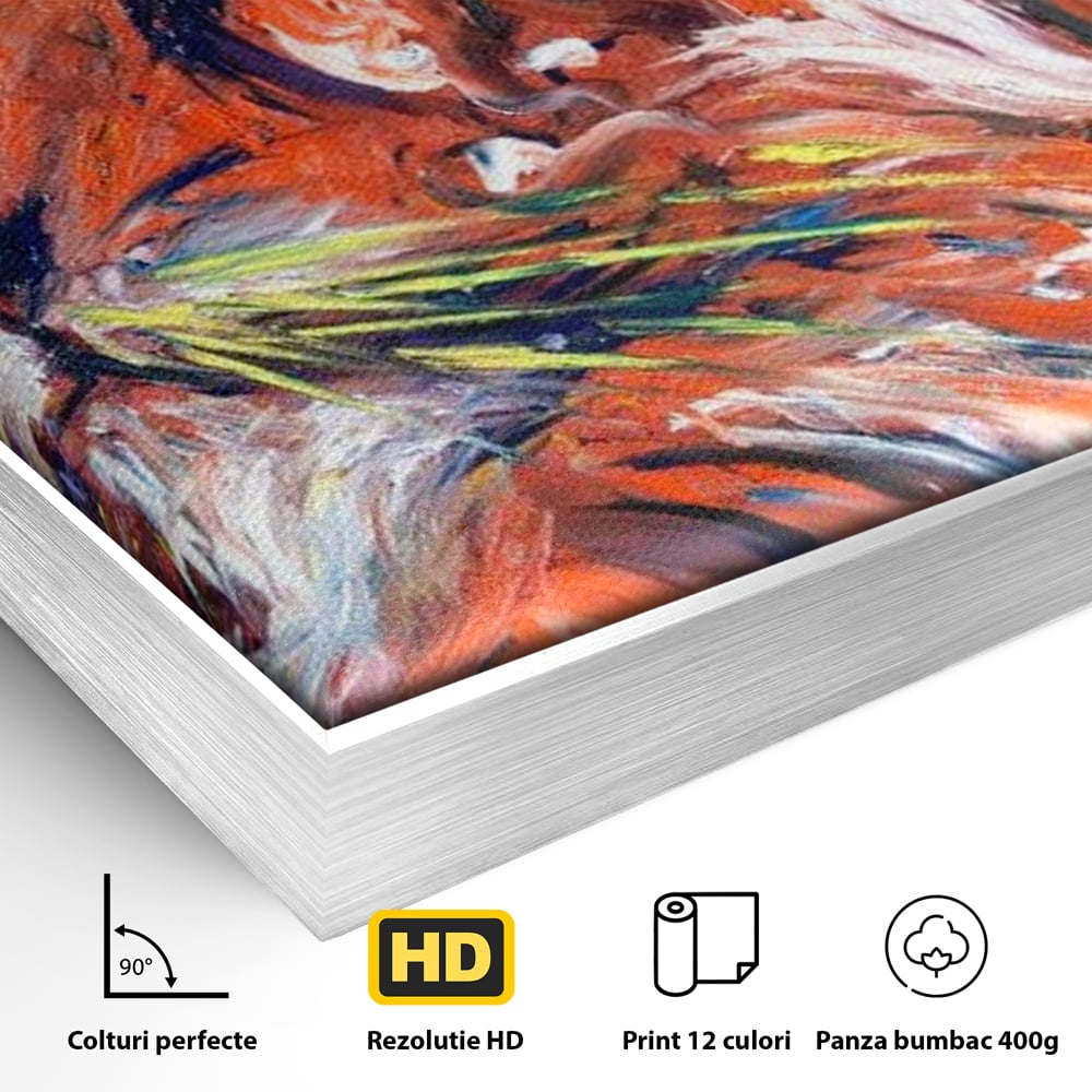 Leinwand Premium Canvas Wandkunst, LuxCanva® M1373, Glory On Fire, Löwe, Tier, Feuer, Flammen, Gemälde, Impressionismus, Abstrakt, Farbenfroh, Vision, Portrait, Büro, Wohnen, Kinderzimmer