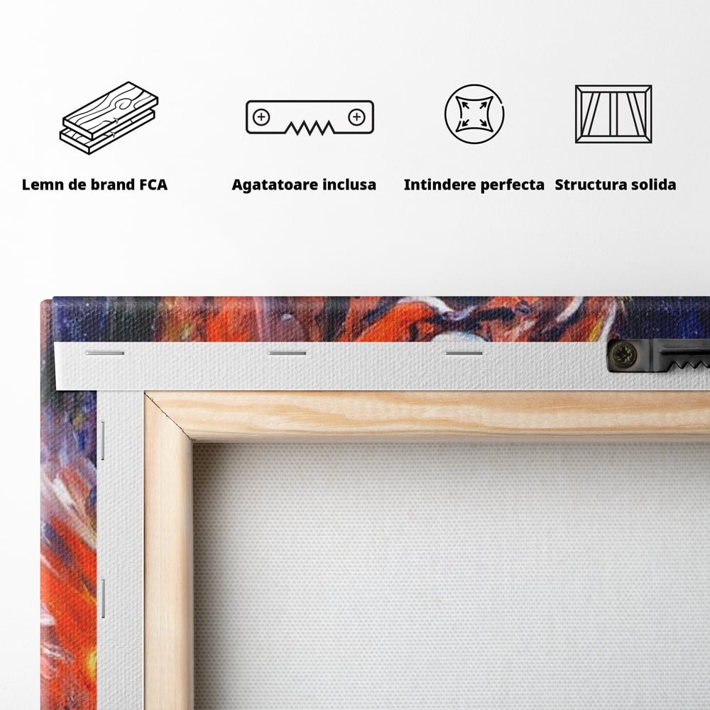 Leinwand Premium Canvas Wandkunst, LuxCanva® M1373, Glory On Fire, Löwe, Tier, Feuer, Flammen, Gemälde, Impressionismus, Abstrakt, Farbenfroh, Vision, Portrait, Büro, Wohnen, Kinderzimmer