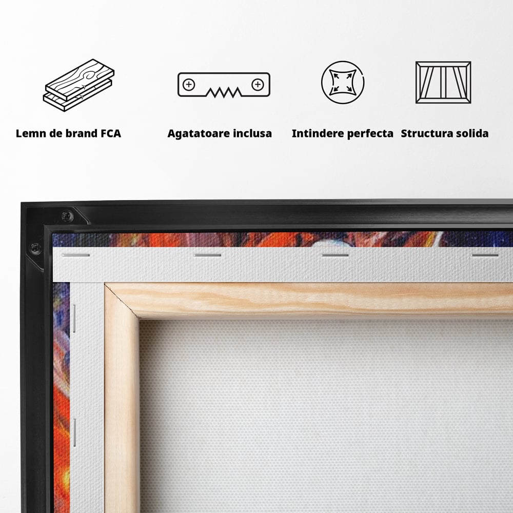 Leinwand Premium Canvas Wandkunst, LuxCanva® M1373, Glory On Fire, Löwe, Tier, Feuer, Flammen, Gemälde, Impressionismus, Abstrakt, Farbenfroh, Vision, Portrait, Büro, Wohnen, Kinderzimmer