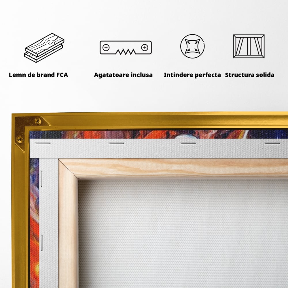 Leinwand Premium Canvas Wandkunst, LuxCanva® M1373, Glory On Fire, Löwe, Tier, Feuer, Flammen, Gemälde, Impressionismus, Abstrakt, Farbenfroh, Vision, Portrait, Büro, Wohnen, Kinderzimmer