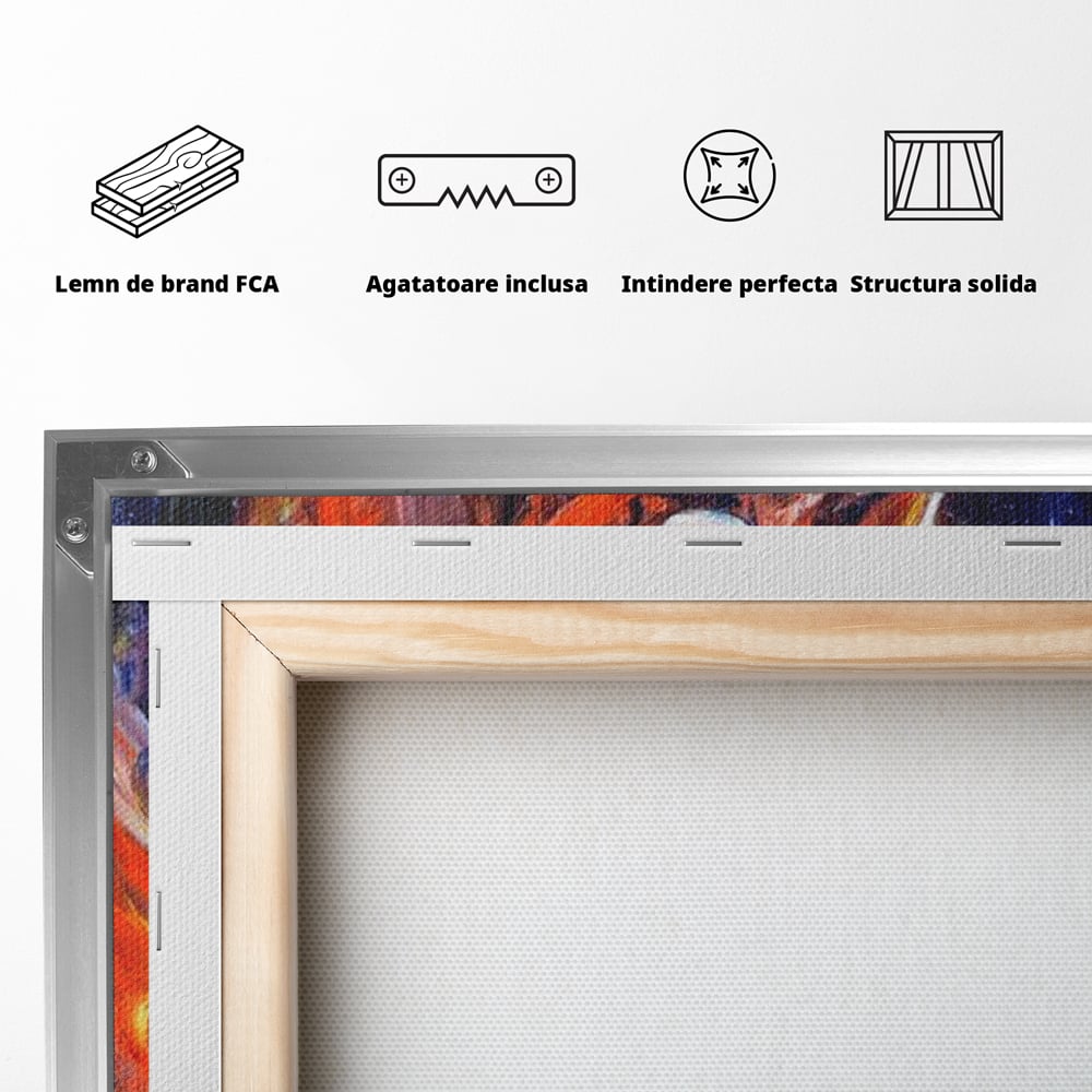 Leinwand Premium Canvas Wandkunst, LuxCanva® M1373, Glory On Fire, Löwe, Tier, Feuer, Flammen, Gemälde, Impressionismus, Abstrakt, Farbenfroh, Vision, Portrait, Büro, Wohnen, Kinderzimmer