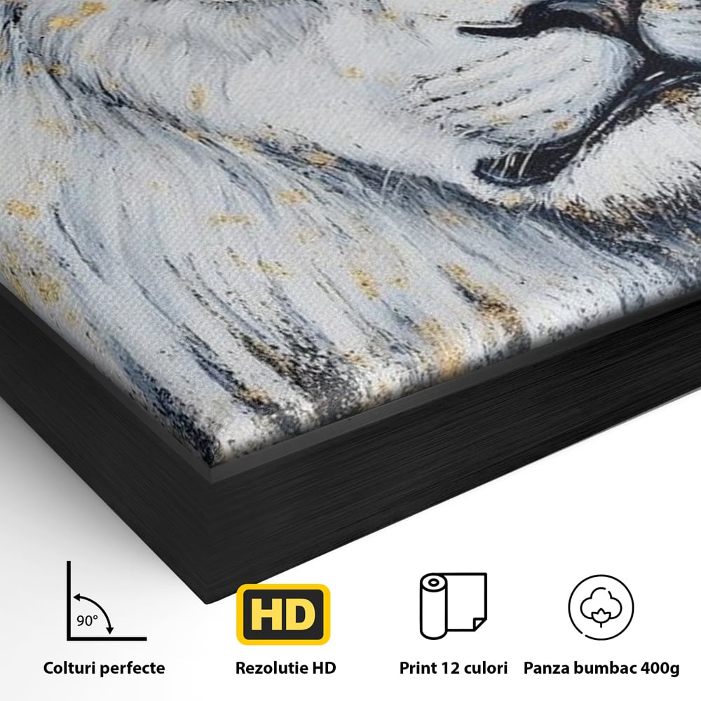 Tablou Canvas Premium, LuxCanva® M1375, Putere Straveche, Leu, Animal, Rege, Auriu, Abstract, Noblete, Putere, Mitic, Pictura, Maretie, Birou, Living, Camera Copil