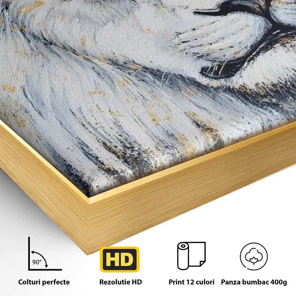 Tablou Canvas Premium, LuxCanva® M1375, Putere Straveche, Leu, Animal, Rege, Auriu, Abstract, Noblete, Putere, Mitic, Pictura, Maretie, Birou, Living, Camera Copil
