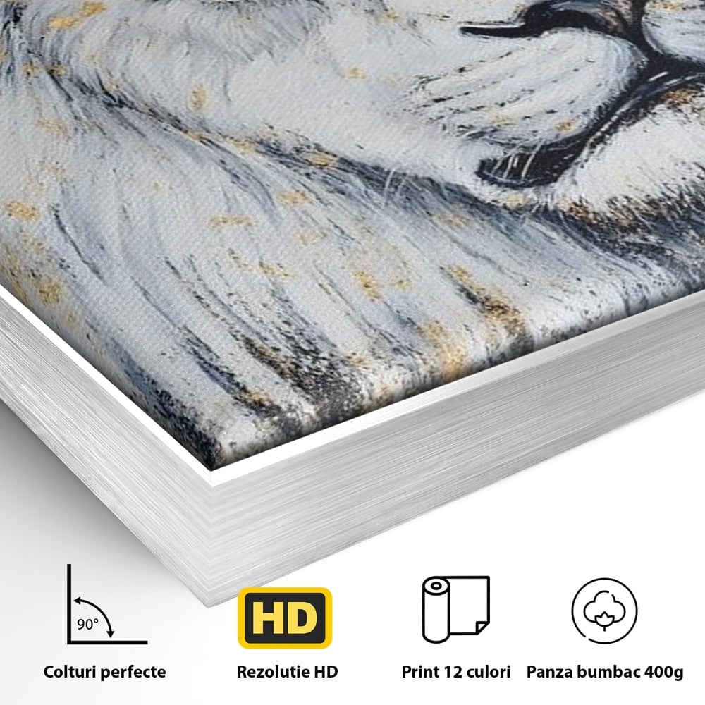 Tablou Canvas Premium, LuxCanva® M1375, Putere Straveche, Leu, Animal, Rege, Auriu, Abstract, Noblete, Putere, Mitic, Pictura, Maretie, Birou, Living, Camera Copil