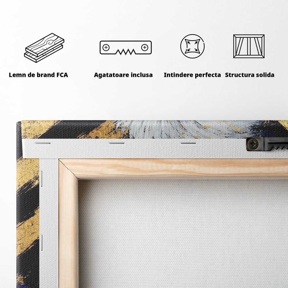 Tablou Canvas Premium, LuxCanva® M1375, Putere Straveche, Leu, Animal, Rege, Auriu, Abstract, Noblete, Putere, Mitic, Pictura, Maretie, Birou, Living, Camera Copil