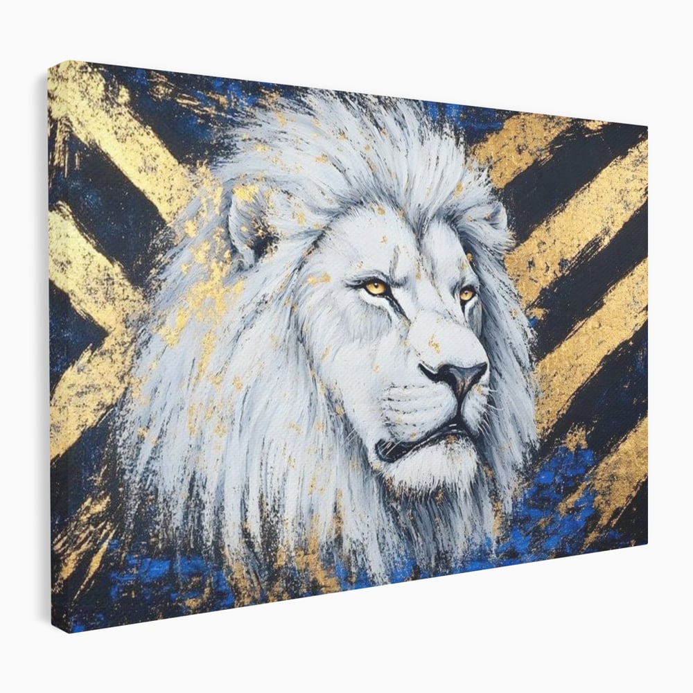 Tablou Canvas Premium, LuxCanva® M1375, Putere Straveche, Leu, Animal, Rege, Auriu, Abstract, Noblete, Putere, Mitic, Pictura, Maretie, Birou, Living, Camera Copil