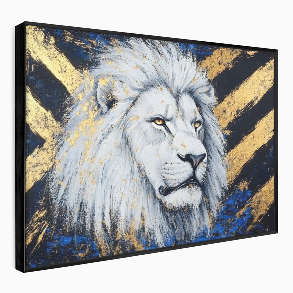 Tablou Canvas Premium, LuxCanva® M1375, Putere Straveche, Leu, Animal, Rege, Auriu, Abstract, Noblete, Putere, Mitic, Pictura, Maretie, Birou, Living, Camera Copil