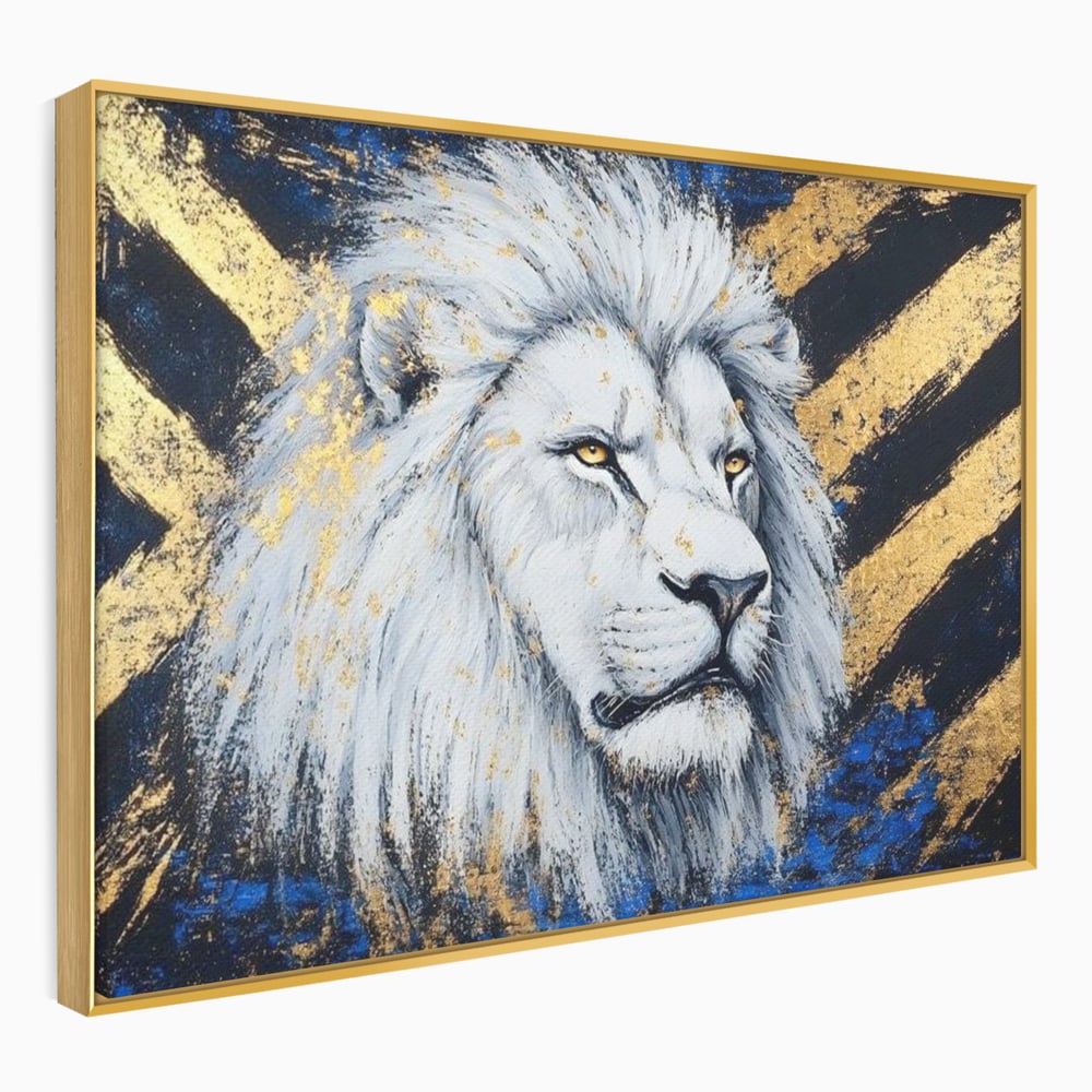 Tablou Canvas Premium, LuxCanva® M1375, Putere Straveche, Leu, Animal, Rege, Auriu, Abstract, Noblete, Putere, Mitic, Pictura, Maretie, Birou, Living, Camera Copil