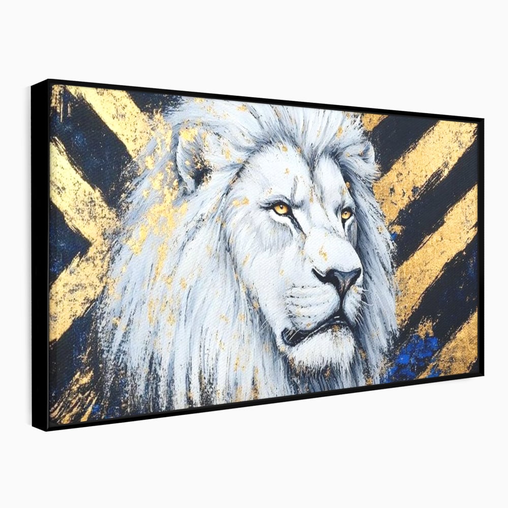Tablou Canvas Premium, LuxCanva® M1375, Putere Straveche, Leu, Animal, Rege, Auriu, Abstract, Noblete, Putere, Mitic, Pictura, Maretie, Birou, Living, Camera Copil