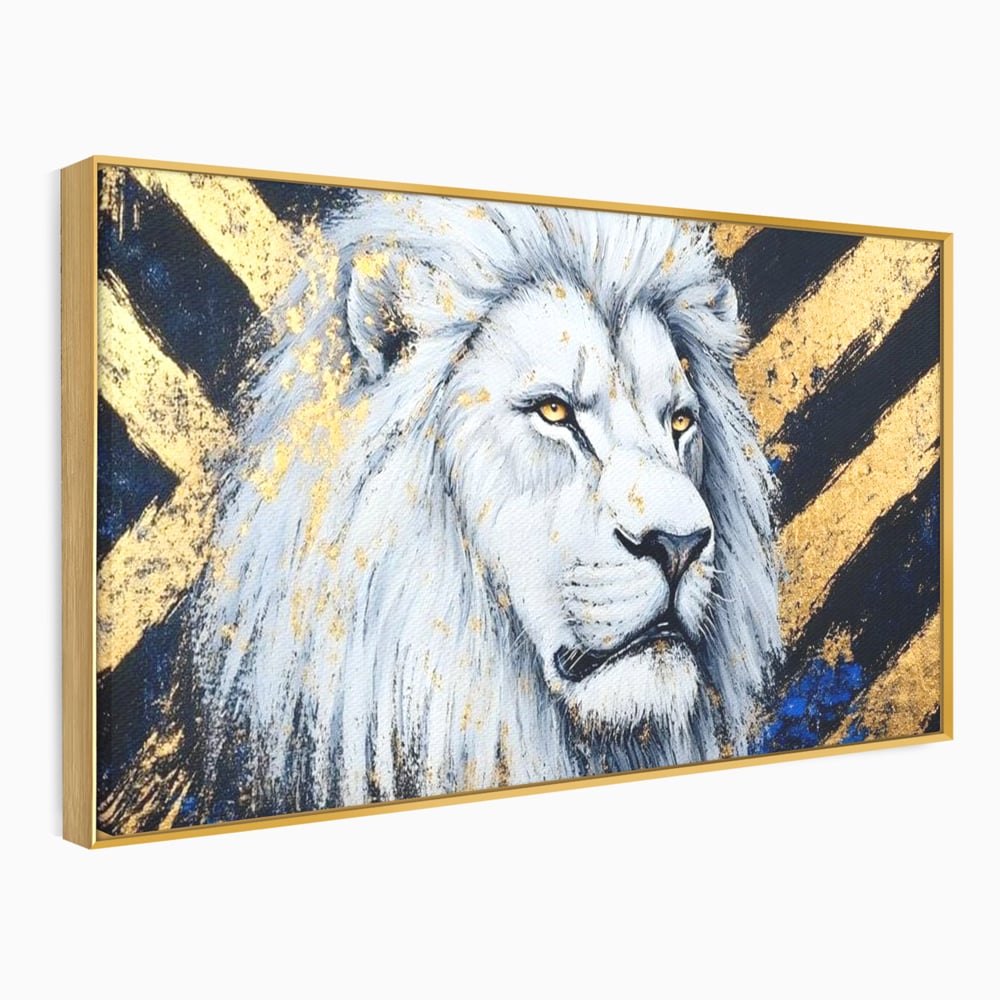 Tablou Canvas Premium, LuxCanva® M1375, Putere Straveche, Leu, Animal, Rege, Auriu, Abstract, Noblete, Putere, Mitic, Pictura, Maretie, Birou, Living, Camera Copil