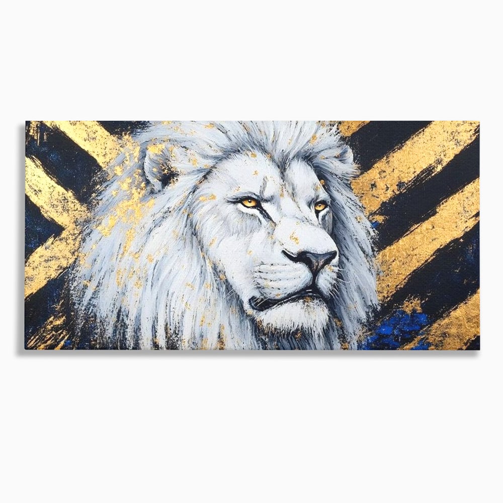Tablou Canvas Premium, LuxCanva® M1375, Putere Straveche, Leu, Animal, Rege, Auriu, Abstract, Noblete, Putere, Mitic, Pictura, Maretie, Birou, Living, Camera Copil