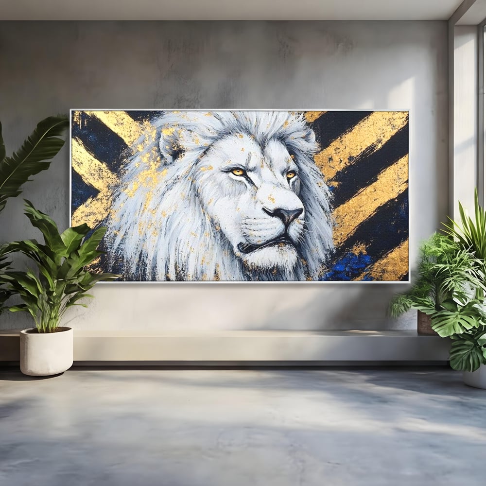 Tablou Canvas Premium, LuxCanva® M1375, Putere Straveche, Leu, Animal, Rege, Auriu, Abstract, Noblete, Putere, Mitic, Pictura, Maretie, Birou, Living, Camera Copil