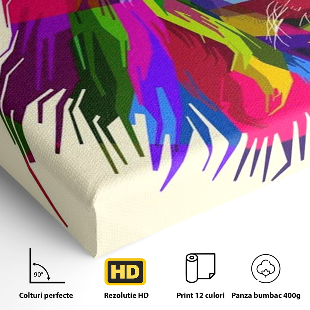 Premium-Leinwandkunst, LuxCanva® M1376, Starke Farbe, Löwe, Pop Art, Modern, Bunt, Lebendig, Urban, Portrait, Neon, Künstlerisch, Büro, Wohnen, Kinderzimmer
