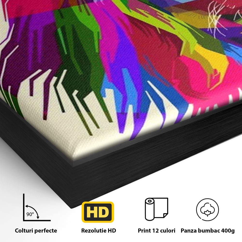 Premium-Leinwandkunst, LuxCanva® M1376, Starke Farbe, Löwe, Pop Art, Modern, Bunt, Lebendig, Urban, Portrait, Neon, Künstlerisch, Büro, Wohnen, Kinderzimmer