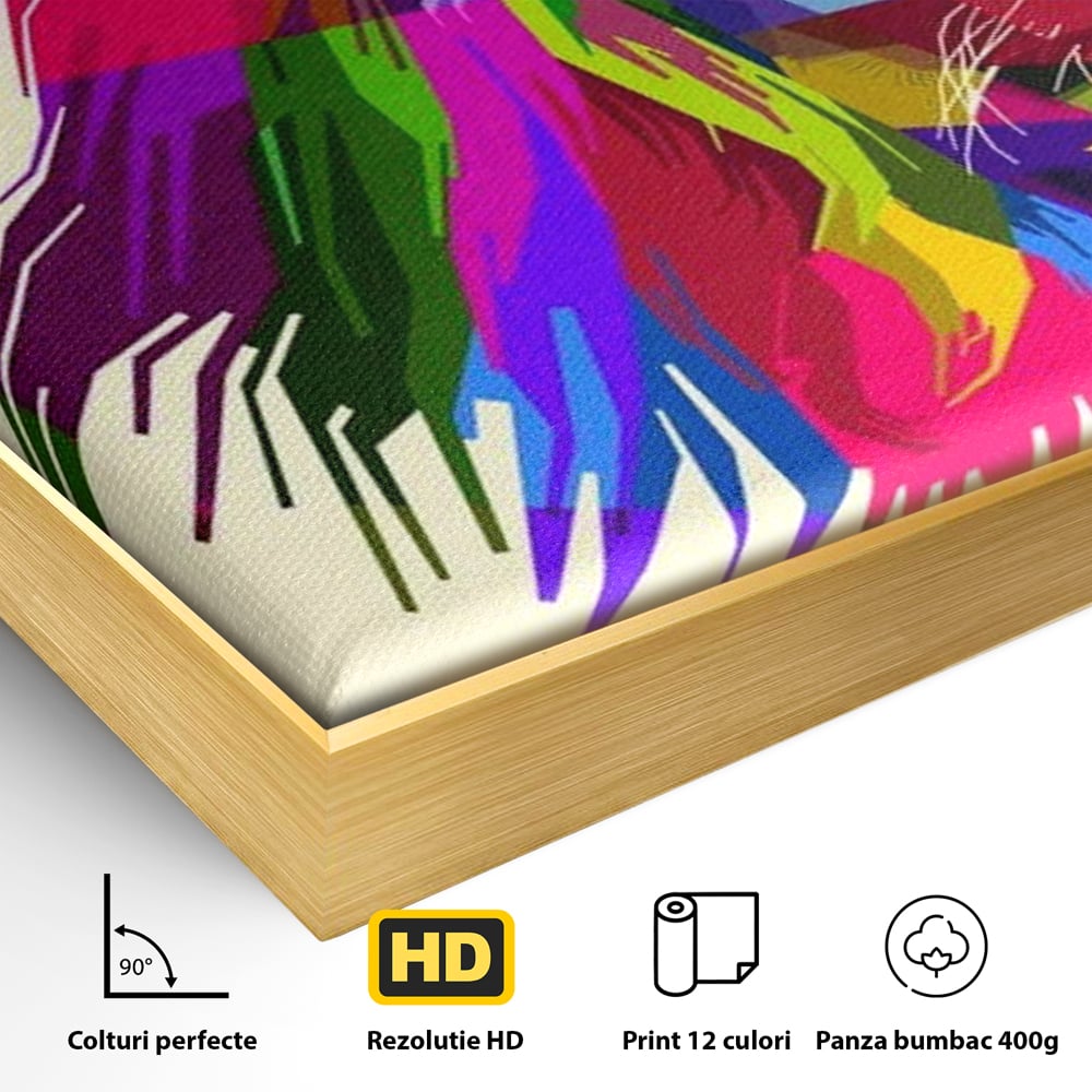 Premium-Leinwandkunst, LuxCanva® M1376, Starke Farbe, Löwe, Pop Art, Modern, Bunt, Lebendig, Urban, Portrait, Neon, Künstlerisch, Büro, Wohnen, Kinderzimmer
