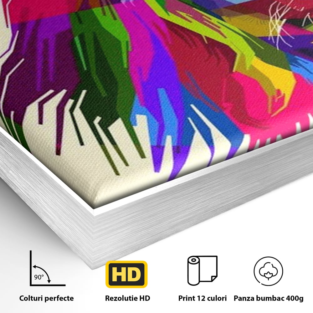 Premium-Leinwandkunst, LuxCanva® M1376, Starke Farbe, Löwe, Pop Art, Modern, Bunt, Lebendig, Urban, Portrait, Neon, Künstlerisch, Büro, Wohnen, Kinderzimmer