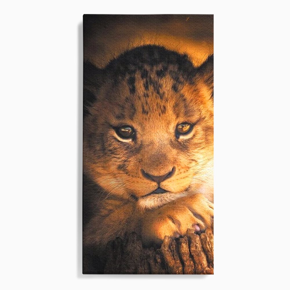 Leinwandbilder Premium, LuxCanva® M1377, Kleiner König, Erbe, Dynastie, Huhn, Löwe, Unschuld, Kindheit, Portrait, Licht, Sonnenaufgang, Büro, Wohnen, Kinderzimmer