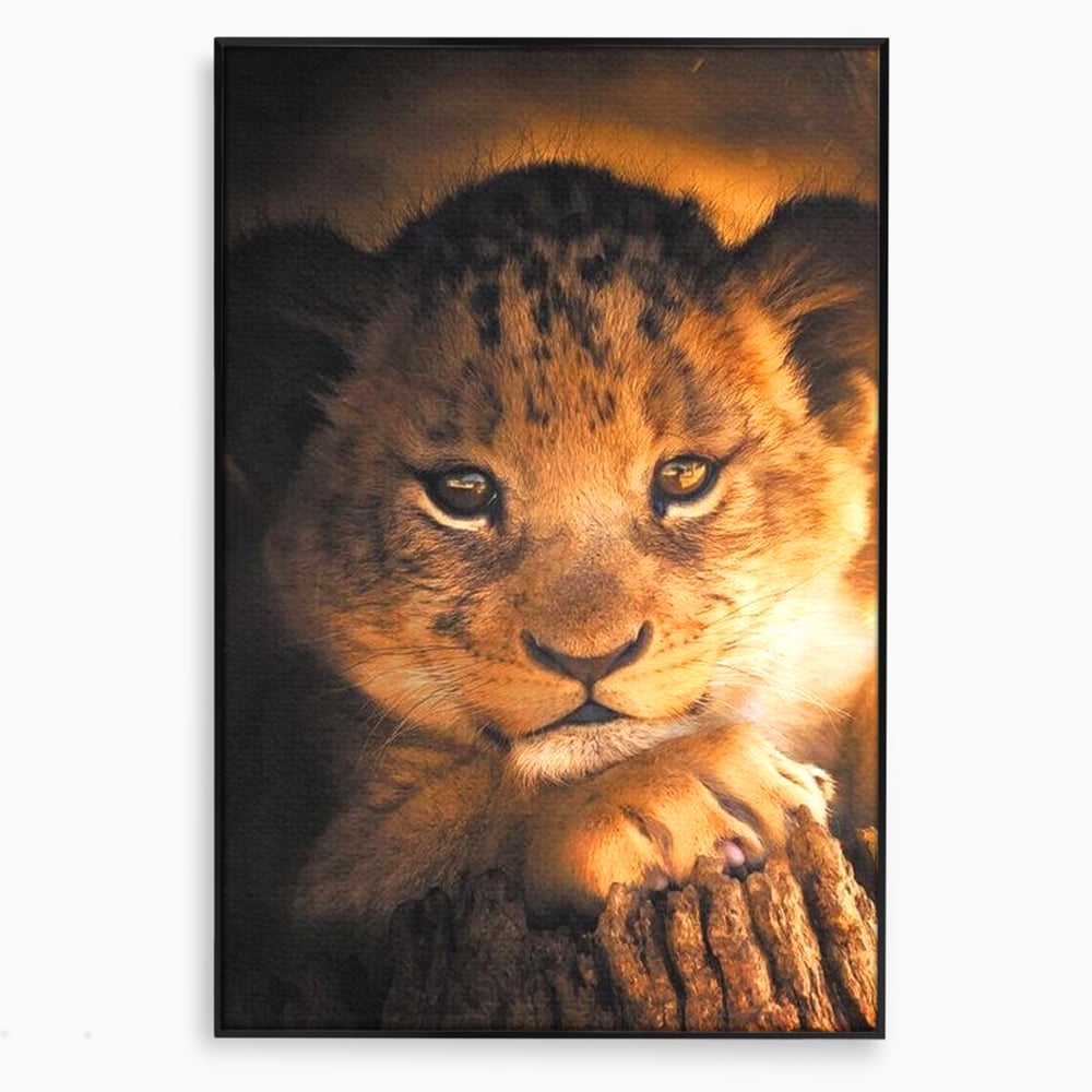 Leinwandbilder Premium, LuxCanva® M1377, Kleiner König, Erbe, Dynastie, Huhn, Löwe, Unschuld, Kindheit, Portrait, Licht, Sonnenaufgang, Büro, Wohnen, Kinderzimmer