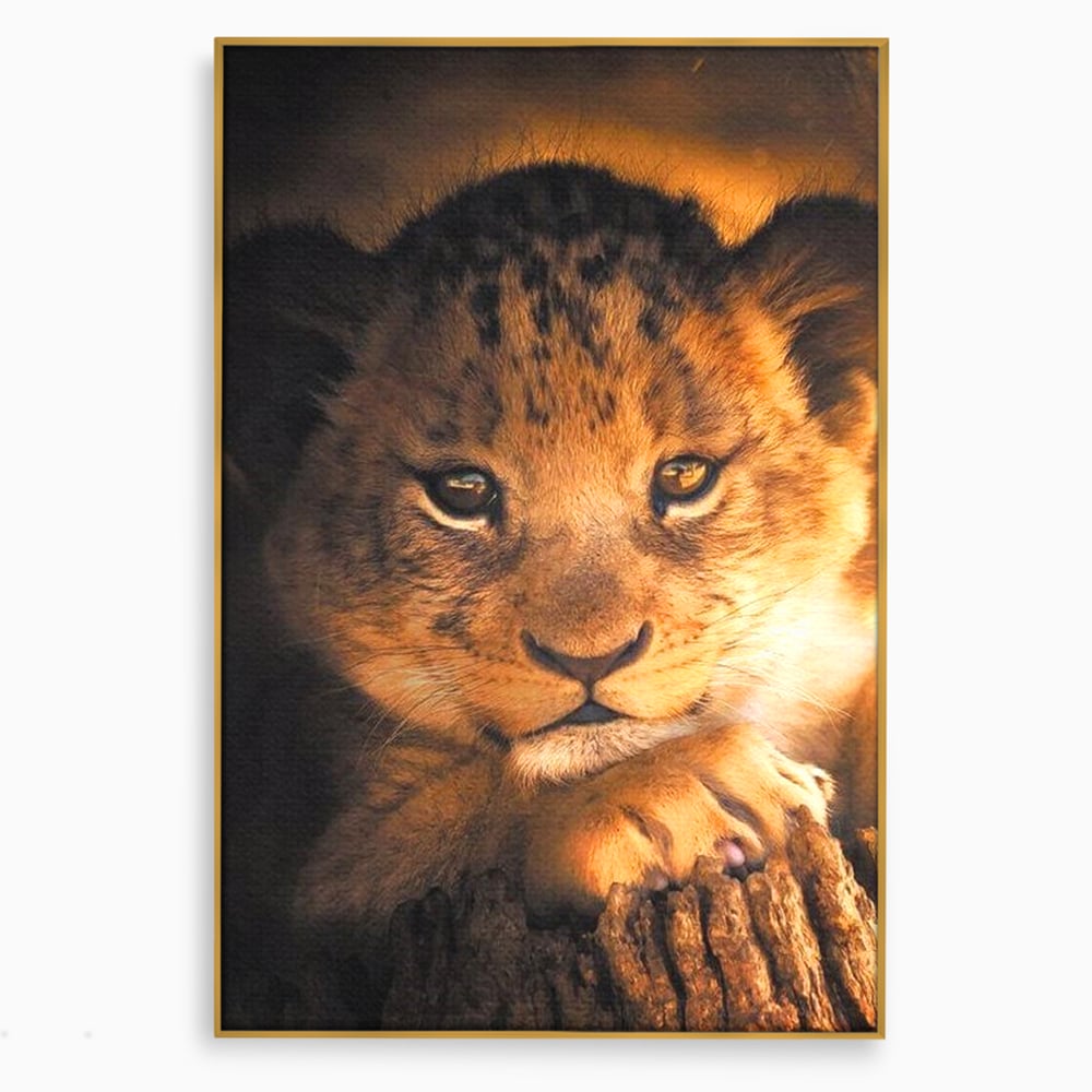 Leinwandbilder Premium, LuxCanva® M1377, Kleiner König, Erbe, Dynastie, Huhn, Löwe, Unschuld, Kindheit, Portrait, Licht, Sonnenaufgang, Büro, Wohnen, Kinderzimmer