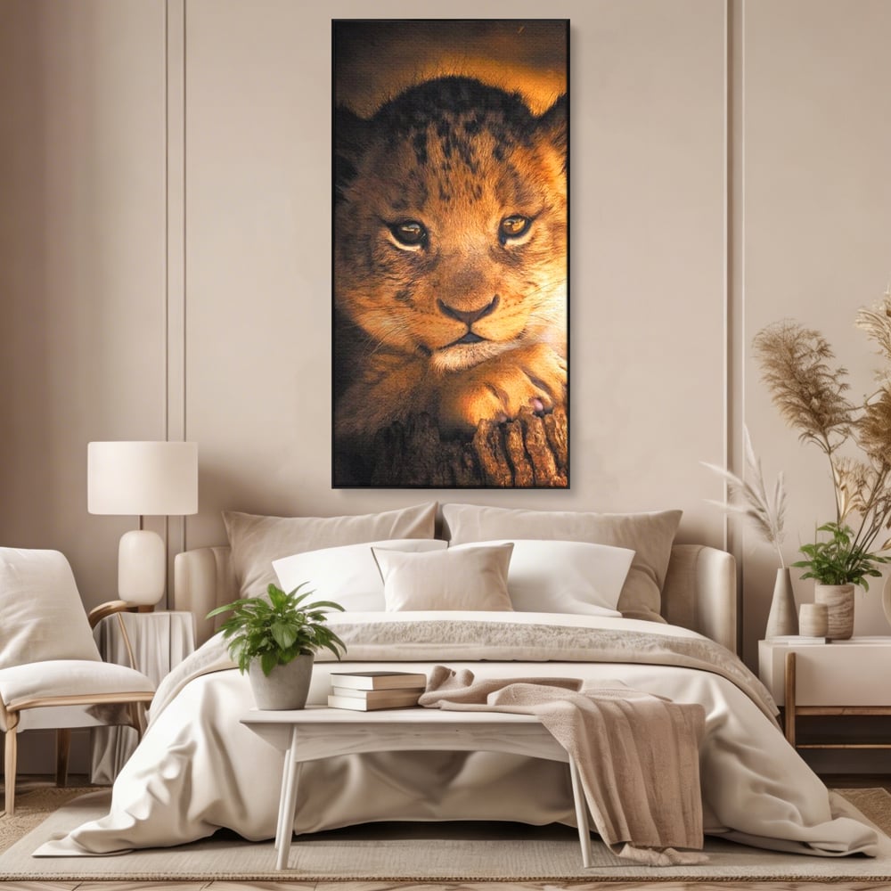 Leinwandbilder Premium, LuxCanva® M1377, Kleiner König, Erbe, Dynastie, Huhn, Löwe, Unschuld, Kindheit, Portrait, Licht, Sonnenaufgang, Büro, Wohnen, Kinderzimmer